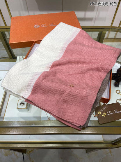 LP Scarf 190 CM In Pink Mix White Earth Brown Cashmere 649678