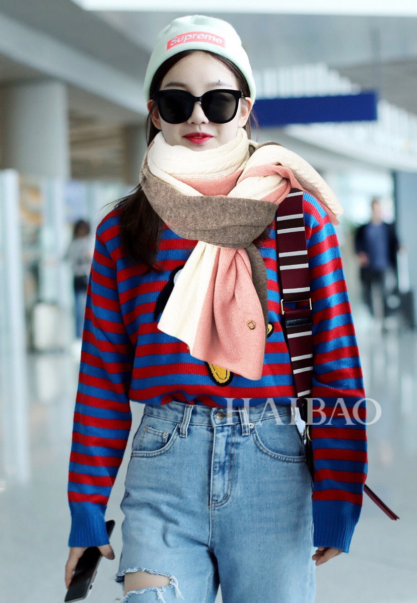 LP Scarf 190 CM In Pink Mix White Earth Brown Cashmere 649678
