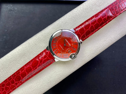 Cartier Balloon 36mm Silver Red Dial