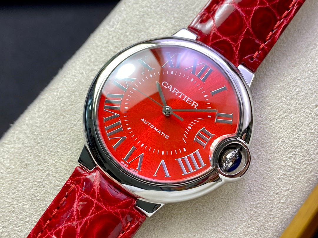 Cartier Balloon 36mm Silver Red Dial