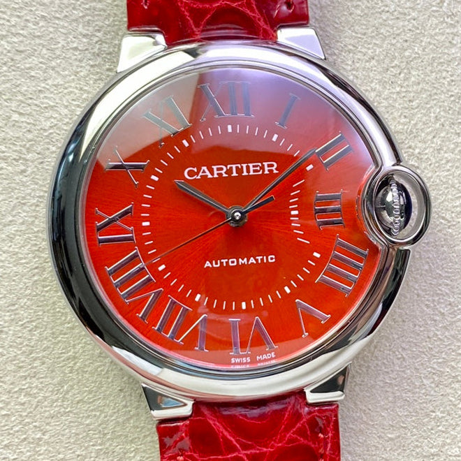 Cartier Balloon 36mm Silver Red Dial
