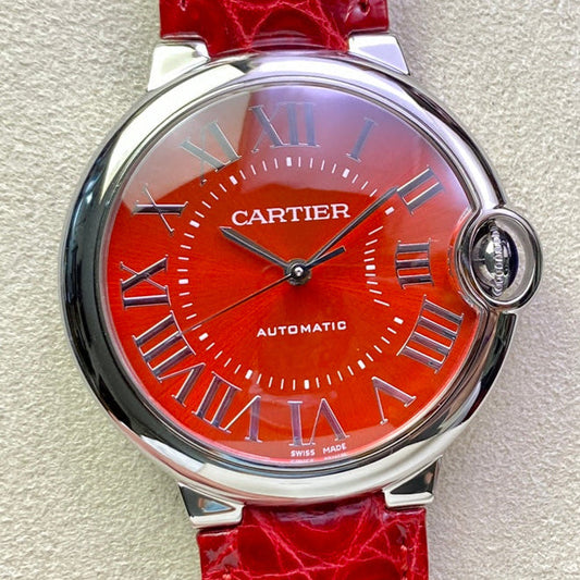Cartier Balloon 36mm Silver Red Dial