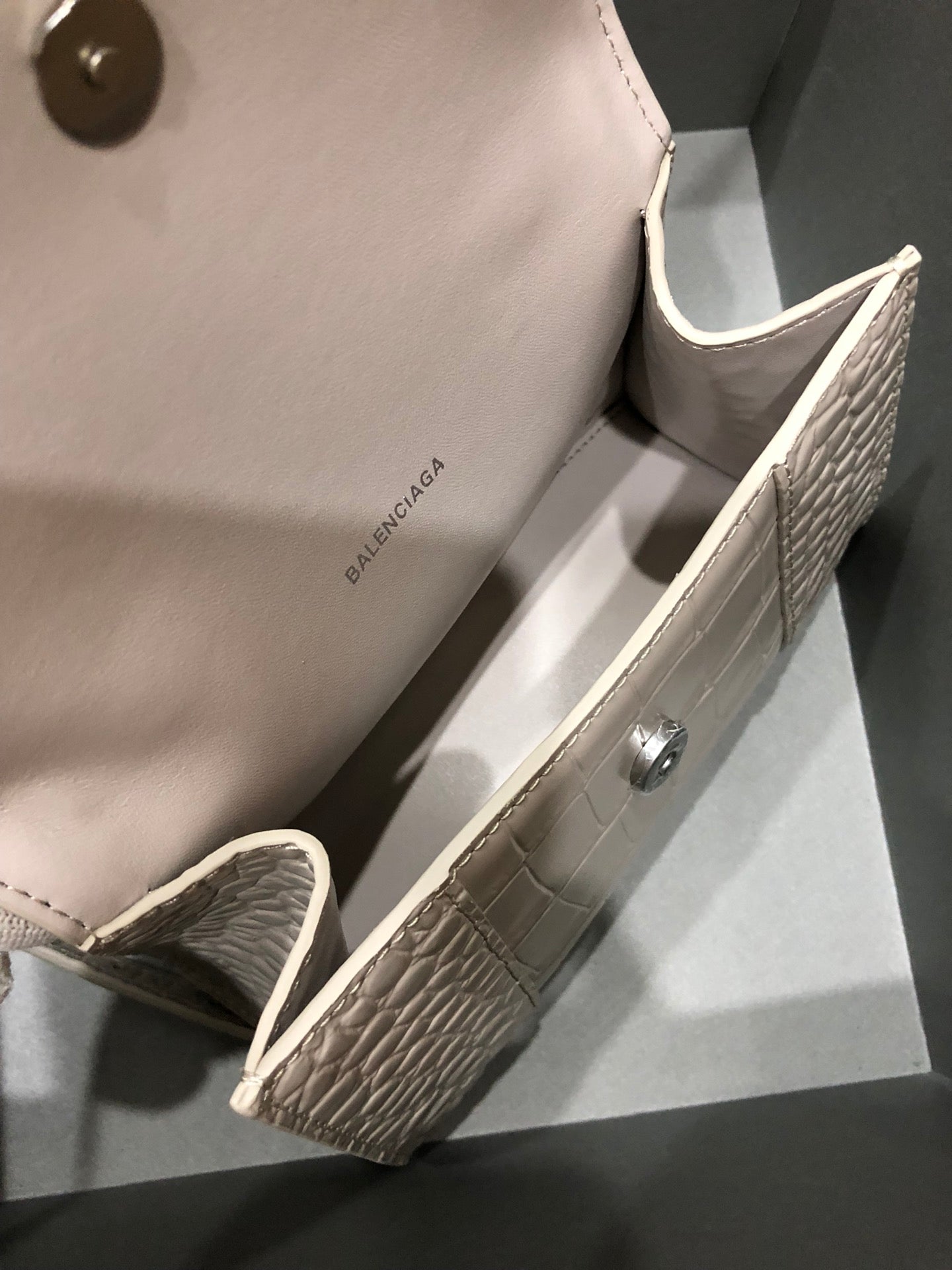 Balenciaga Hourglass bag beige crocodile skin