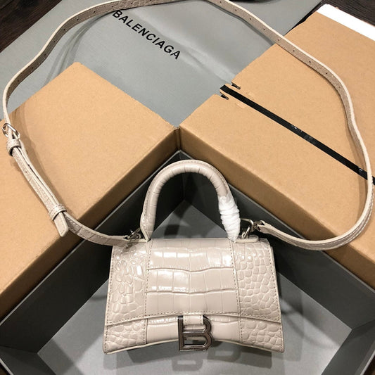 Balenciaga Hourglass bag beige crocodile skin