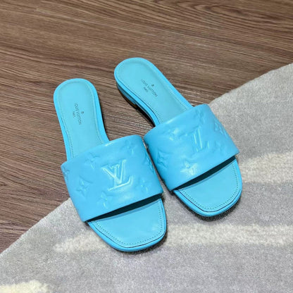 LV Neo Revival Flat Mule 15mm Blue Cowhide