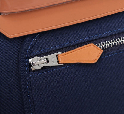 HM HERBAG ZIP 31 NAVY AND BRONZE CANVAS
