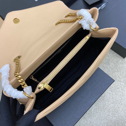 LOULOU MEDIUM 32 CREAM QUILTED LEATHER GOLD HARDWARE