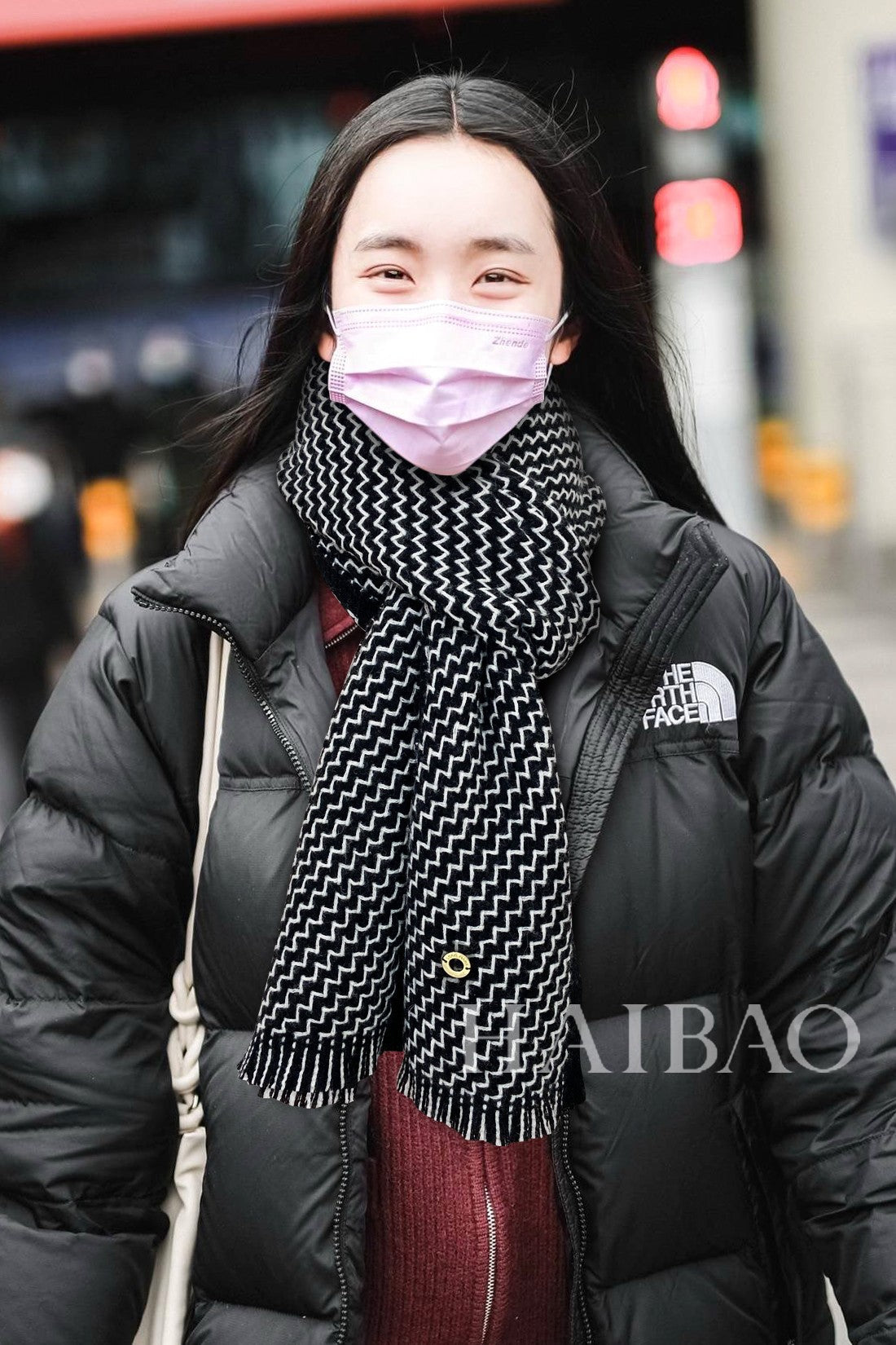 LP Scarf 190 CM In Black White Cashmere 645515