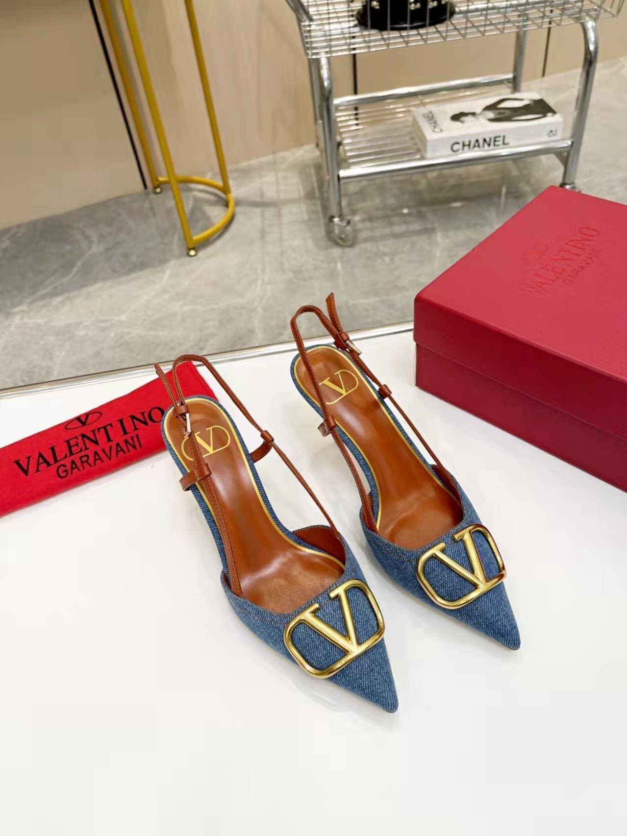 Valentino Slingback Pump Demin Blue Demin Fabric 239598