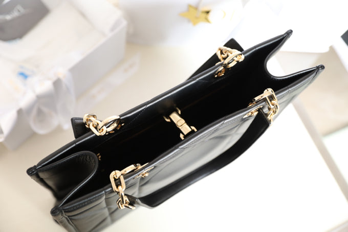 LARGE TOTE BOOK 36 BAG IN BLACK CALFSKIN