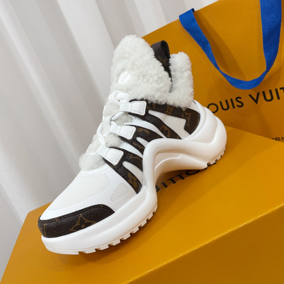 LV Archlight Sneaker White Mix Dark Brown Monogram Fabric