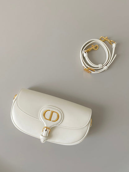 medium cd east west bobby 22cm white calfskin ghw