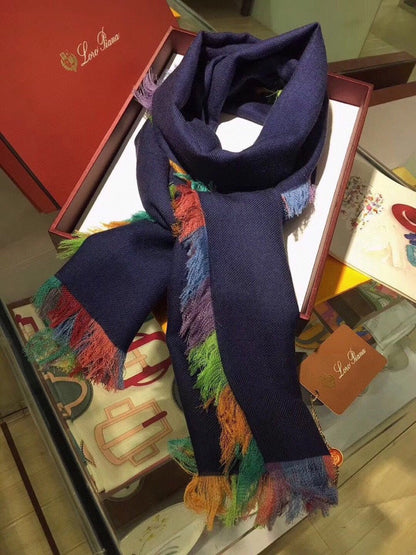 LP Scarf 190 CM In Charcoal Blue Colorful Cashmere 656977