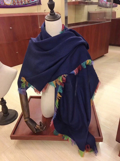 LP Scarf 190 CM In Charcoal Blue Colorful Cashmere 656977