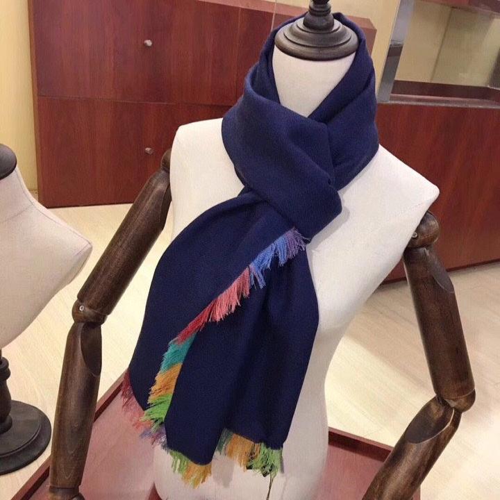 LP Scarf 190 CM In Charcoal Blue Colorful Cashmere 656977