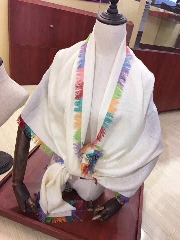 LP Scarf 190 CM In White Colorful Cashmere 656978
