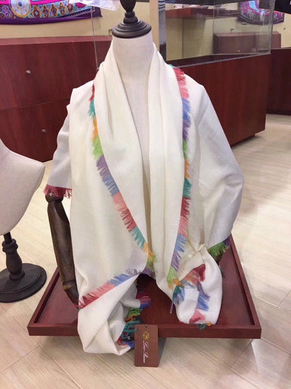LP Scarf 190 CM In White Colorful Cashmere 656978