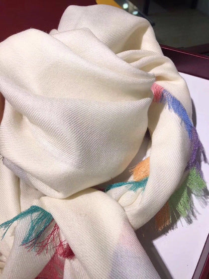 LP Scarf 190 CM In White Colorful Cashmere 656978