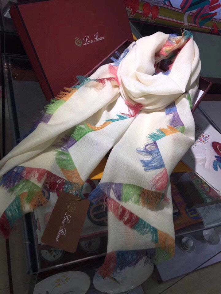 LP Scarf 190 CM In White Colorful Cashmere 656978