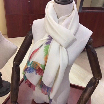 LP Scarf 190 CM In White Colorful Cashmere 656978