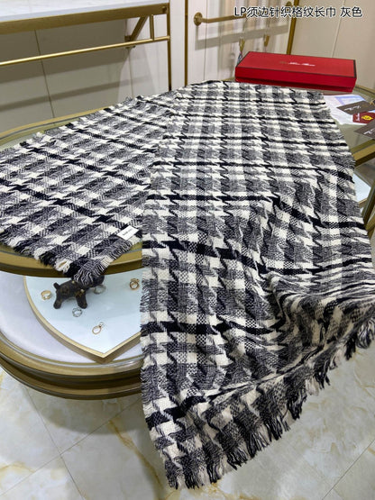 LP Opposite Scarf 190 CM In Black White Cashmere  667373