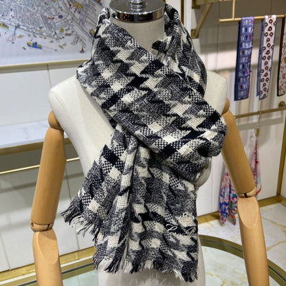 LP Opposite Scarf 190 CM In Black White Cashmere  667373
