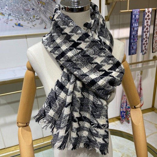 LP Opposite Scarf 190 CM In Black White Cashmere  667373