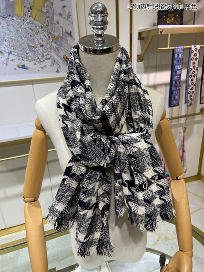 LP Opposite Scarf 190 CM In Black White Cashmere  667373