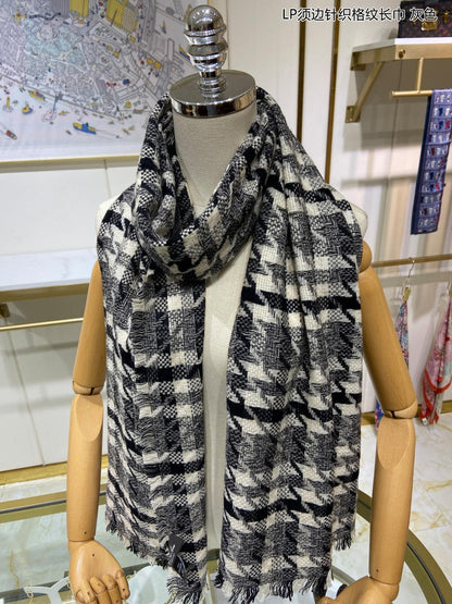 LP Opposite Scarf 190 CM In Black White Cashmere  667373