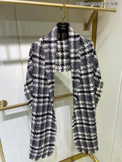 LP Opposite Scarf 190 CM In Black White Cashmere  667373