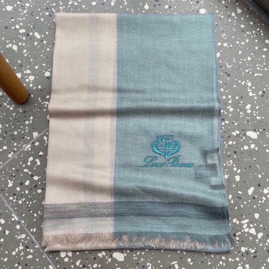 LP Quadrata Rainbow Scarf 200 CM In Beige Mix Turquoise Cashmere Silk  670020