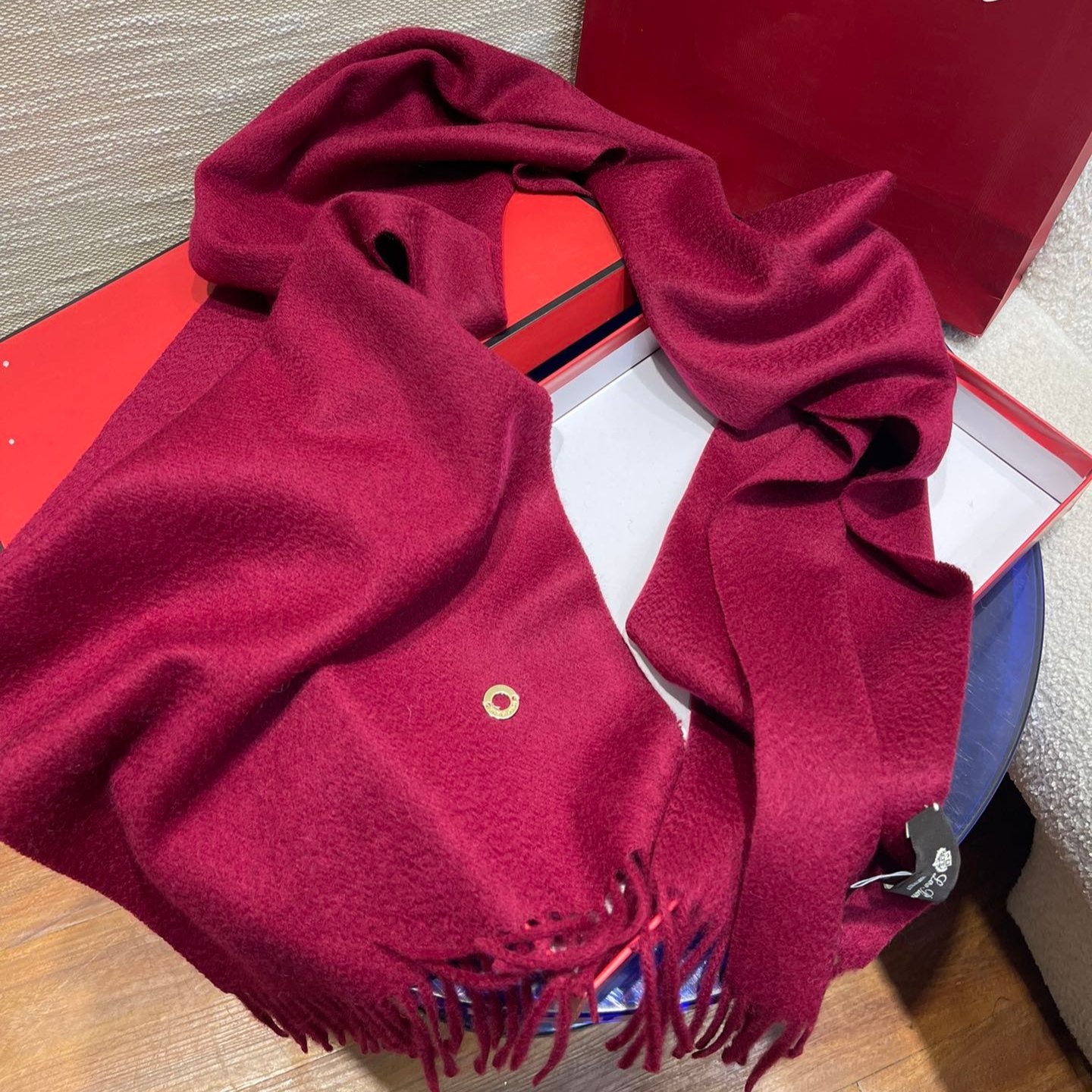 LP Scarf Plain 180 CM In Dark Red Pink Cashmere  141432