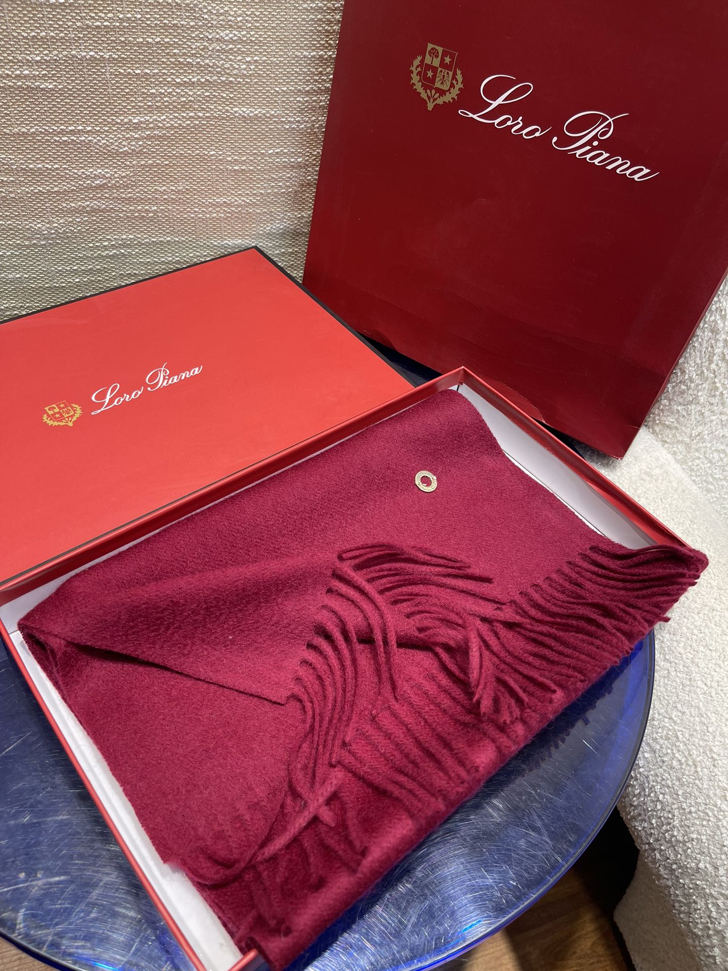 LP Scarf Plain 180 CM In Dark Red Pink Cashmere  141432