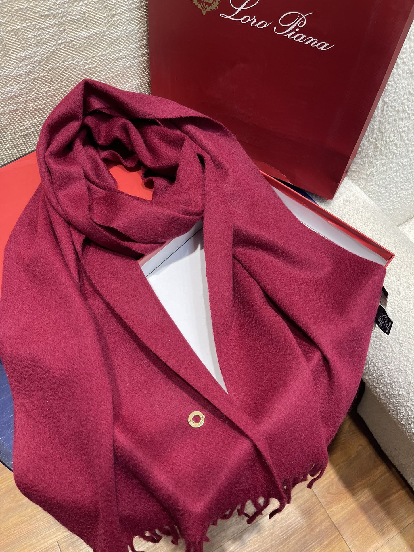 LP Scarf Plain 180 CM In Dark Red Pink Cashmere  141432
