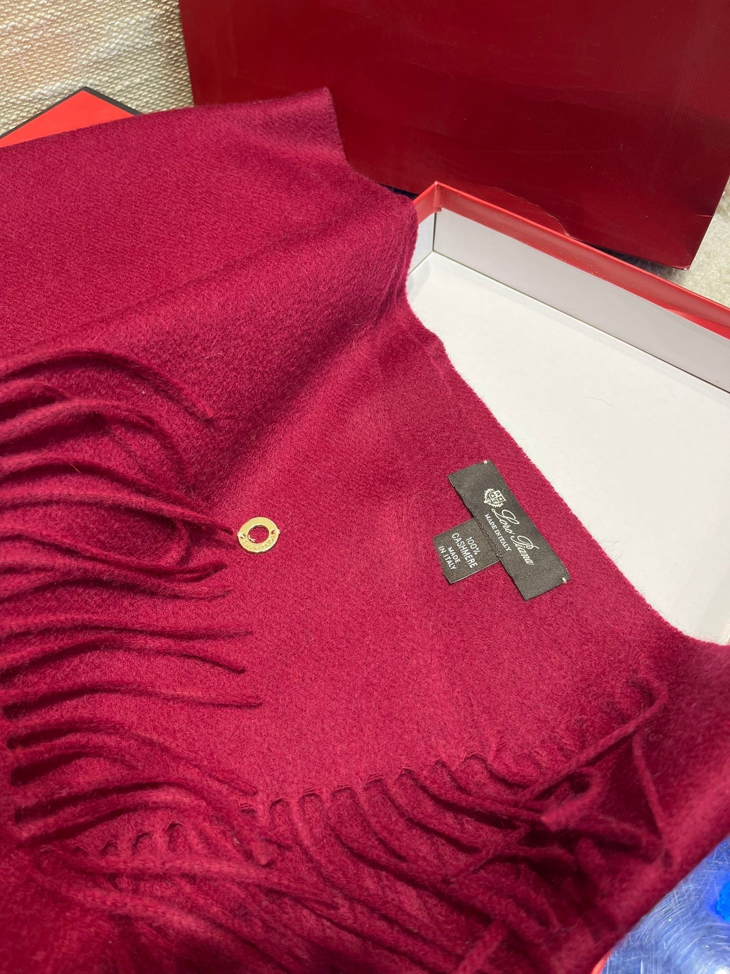 LP Scarf Plain 180 CM In Dark Red Pink Cashmere  141432