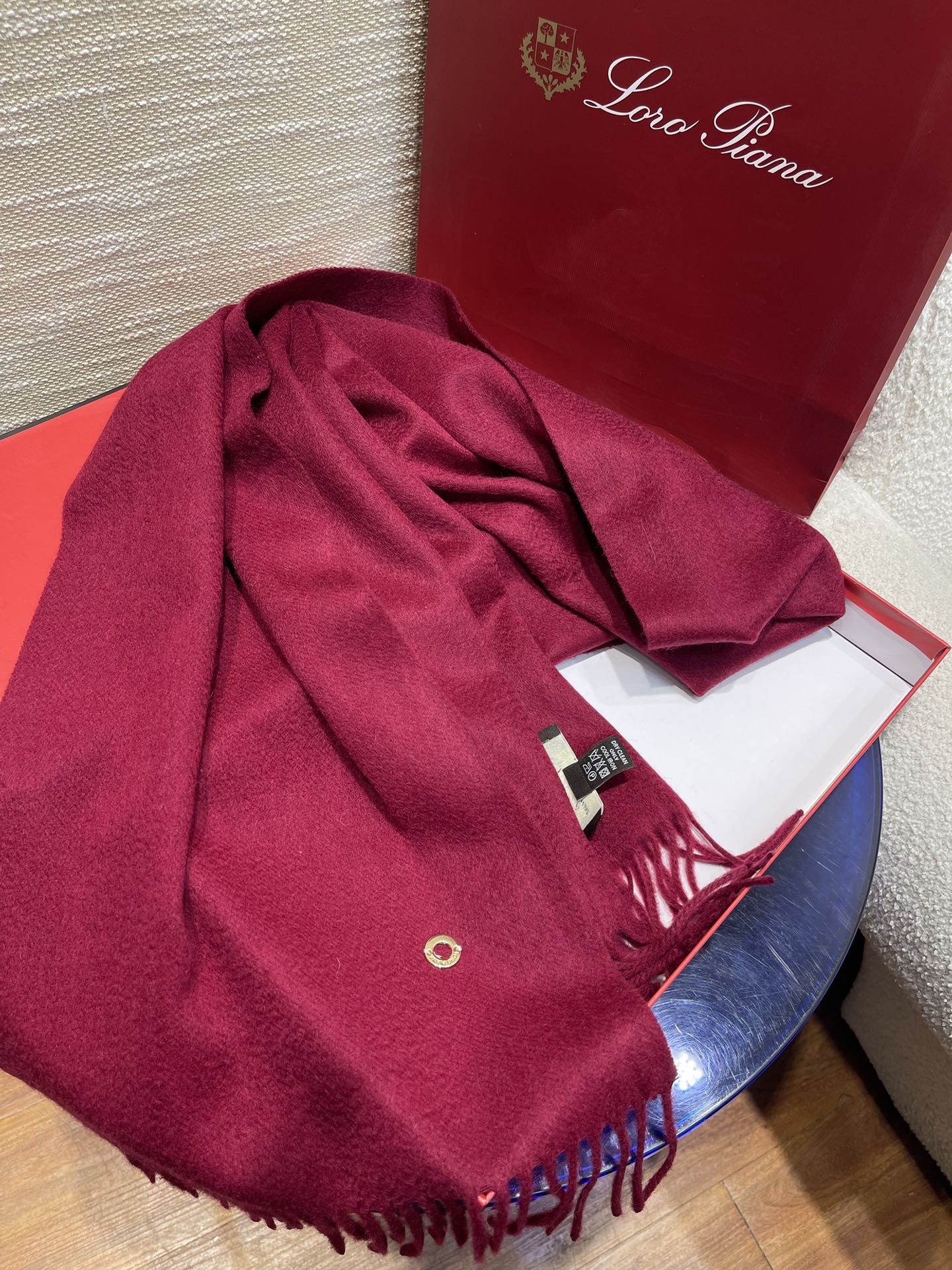 LP Scarf Plain 180 CM In Dark Red Pink Cashmere  141432