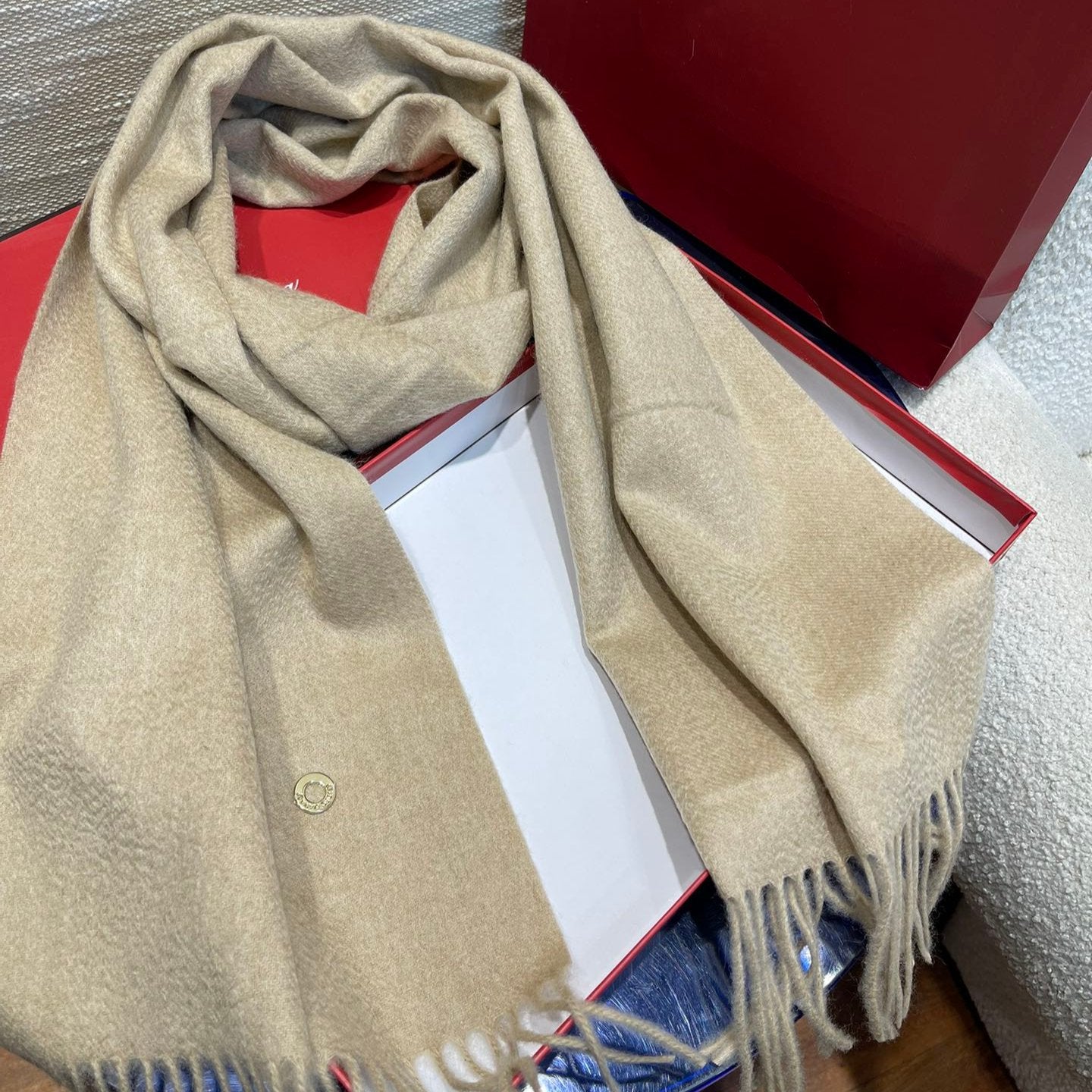 LP Scarf Plain 180 CM In Light Beige Cashmere 141435