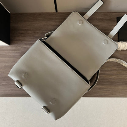Loew Military Grey Leather Messager Bag
