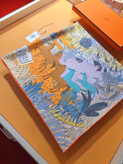 Le Carnaval Des Animaux Scarf 90 CM In Colorful Silk Twill 288862