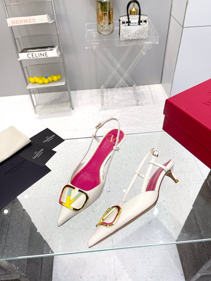 VT Vlogo Signature Pink White Slingback Sheepskin 342236