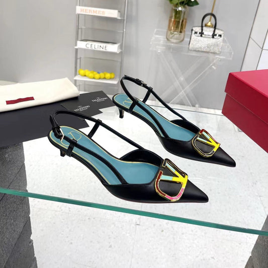 VT Vlogo Signature Black Slingback Sheepskin