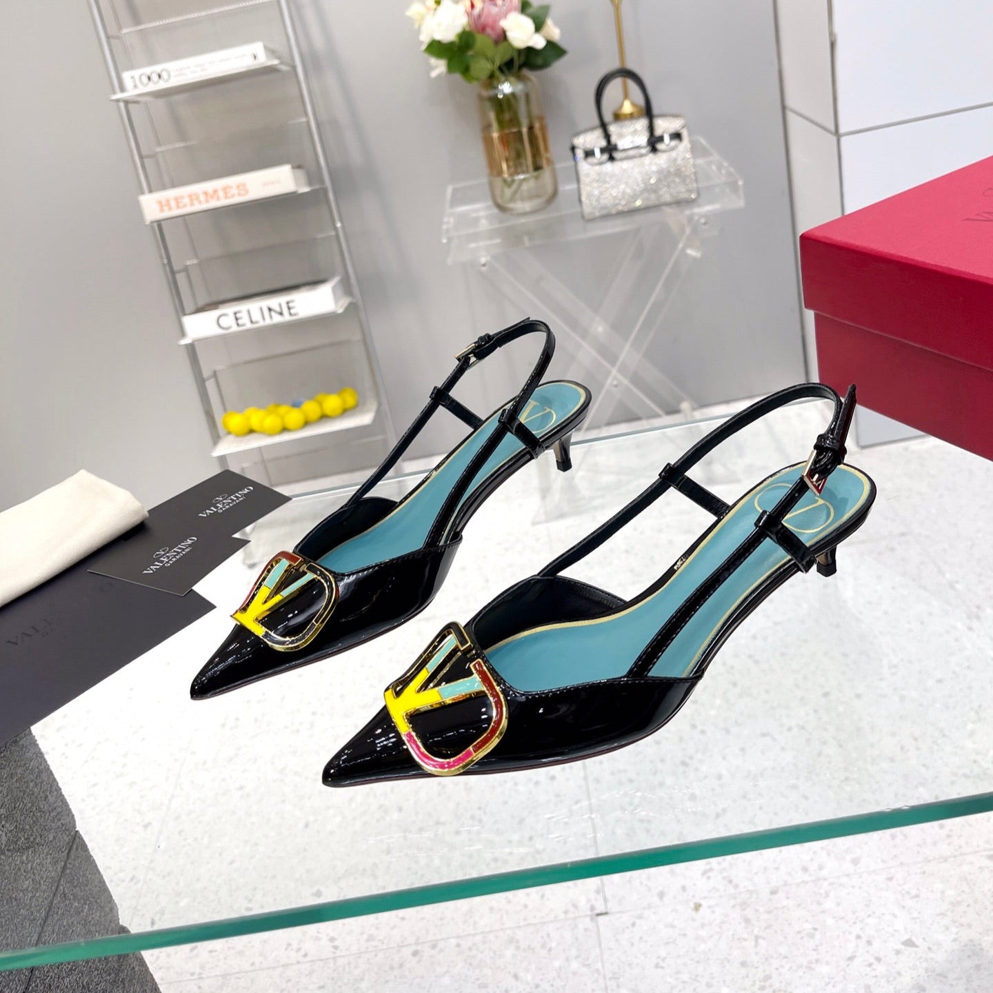VT Vlogo Signature Black Slingback Patent Leather