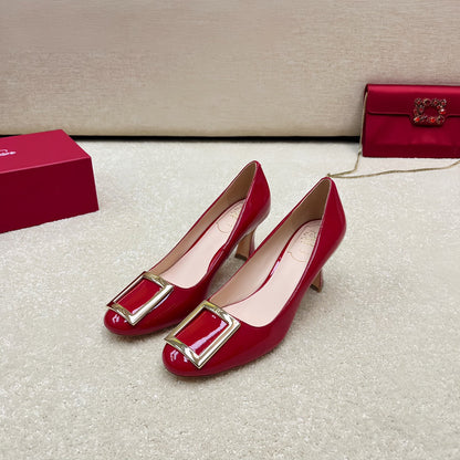 Belle Viv Edition Metal Buckle Pumps 65 Red Patent Leather