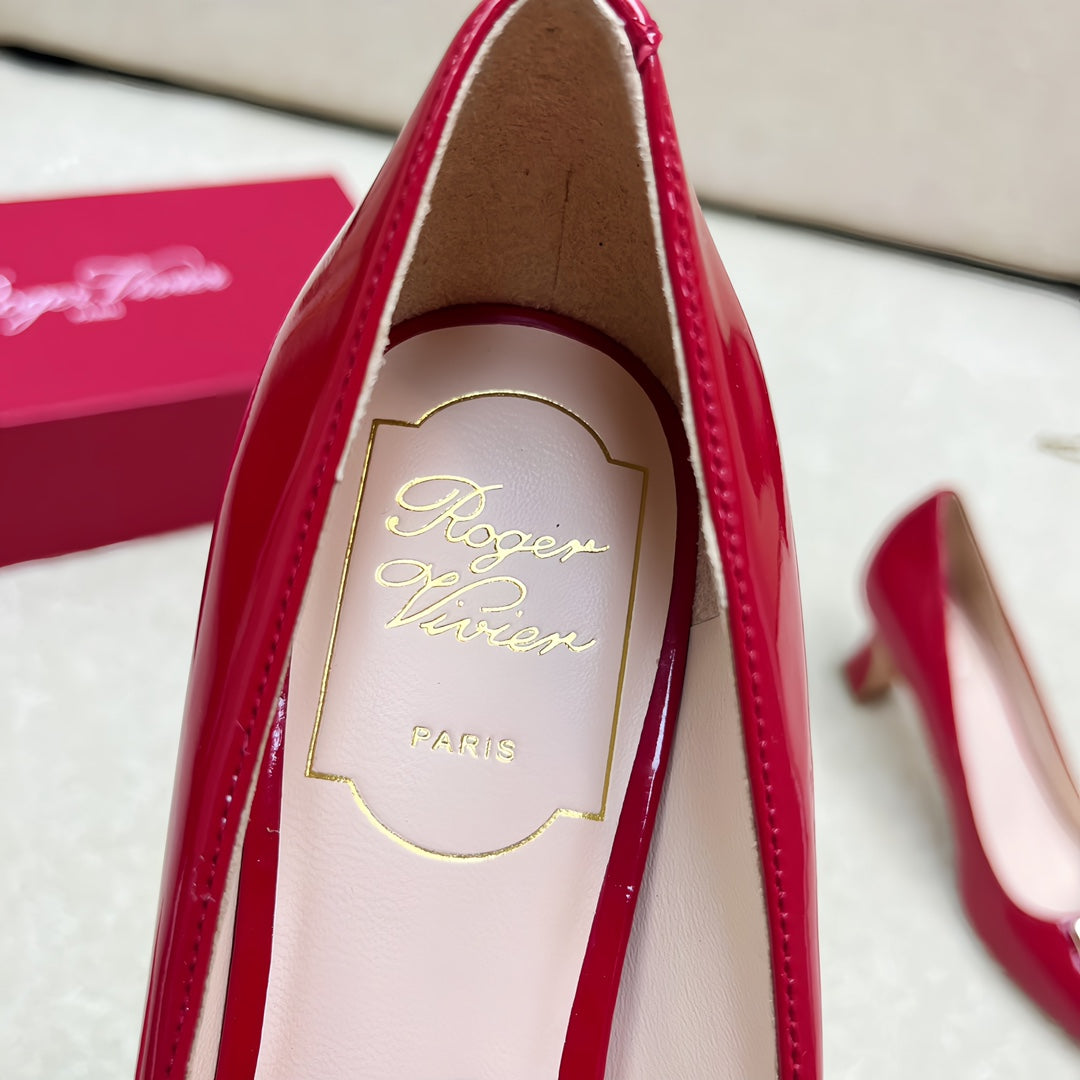 Belle Viv Edition Metal Buckle Pumps 65 Red Patent Leather