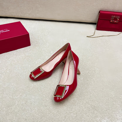 Belle Viv Edition Metal Buckle Pumps 65 Red Patent Leather