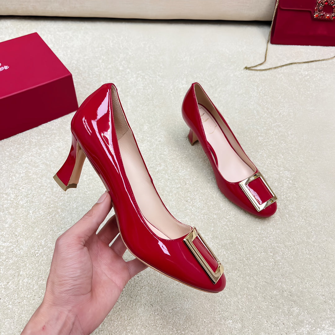 Belle Viv Edition Metal Buckle Pumps 65 Red Patent Leather