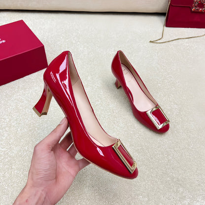 Belle Viv Edition Metal Buckle Pumps 65 Red Patent Leather