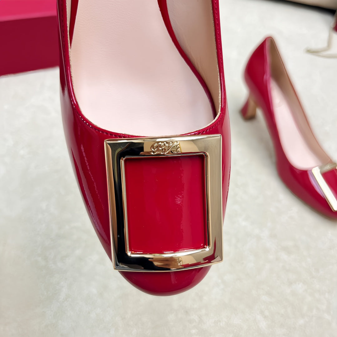Belle Viv Edition Metal Buckle Pumps 65 Red Patent Leather