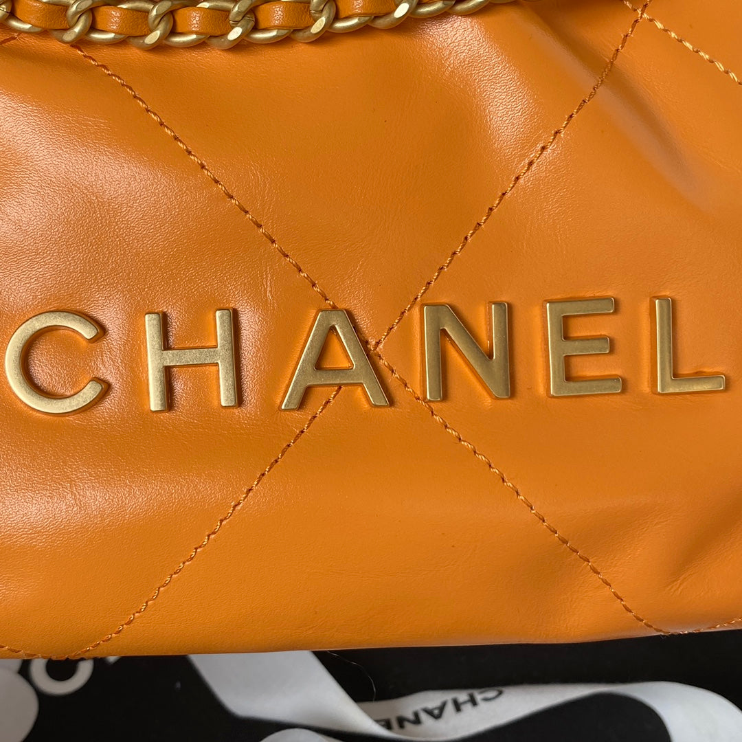 CC 24S Hobo 22 Bag 20cm Orange Lambskin