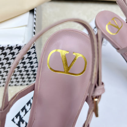 VLOGO SLINGBACK PUMP IN CREPE PINK CALFSKIN LEATHER